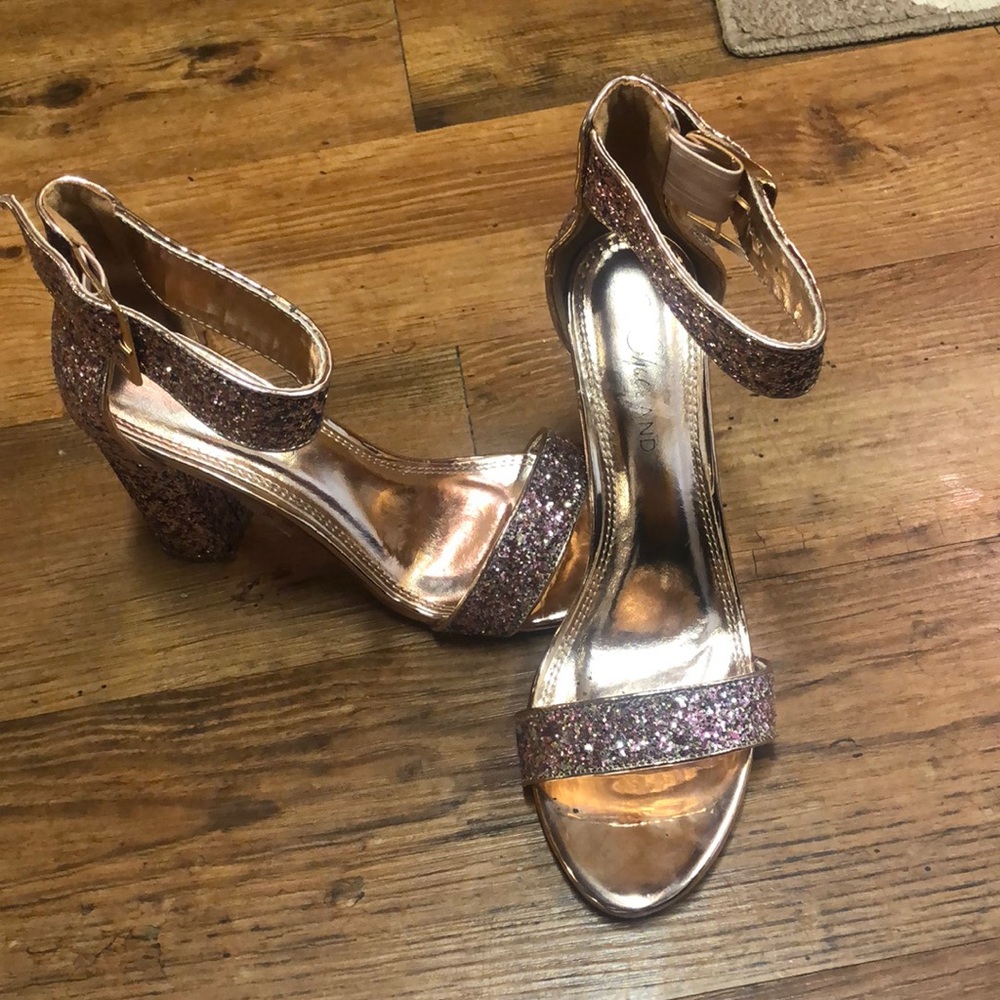 Rose gold high heel shoes
